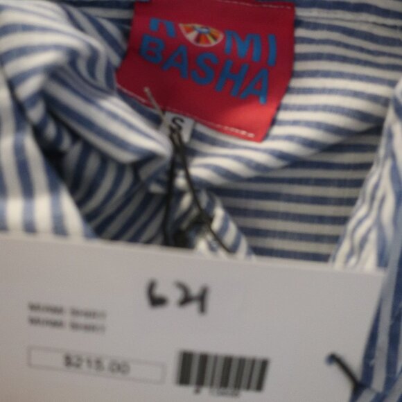 NWT Womens Romi Basha Blue, White Striped "Miami" Button Down Shirt S* - Picture 7 of 7